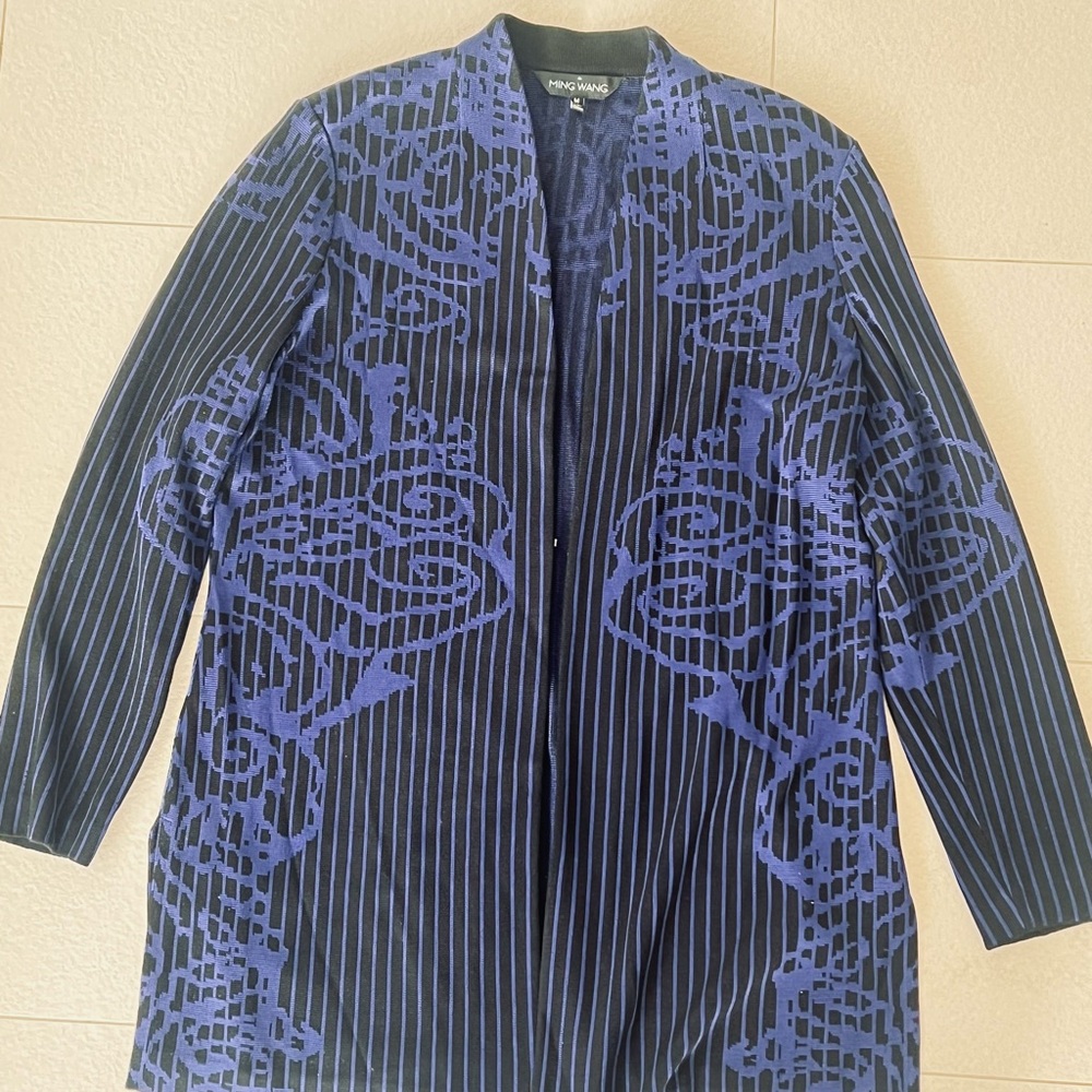 Ming Wang Women's Black and Blue Blazer